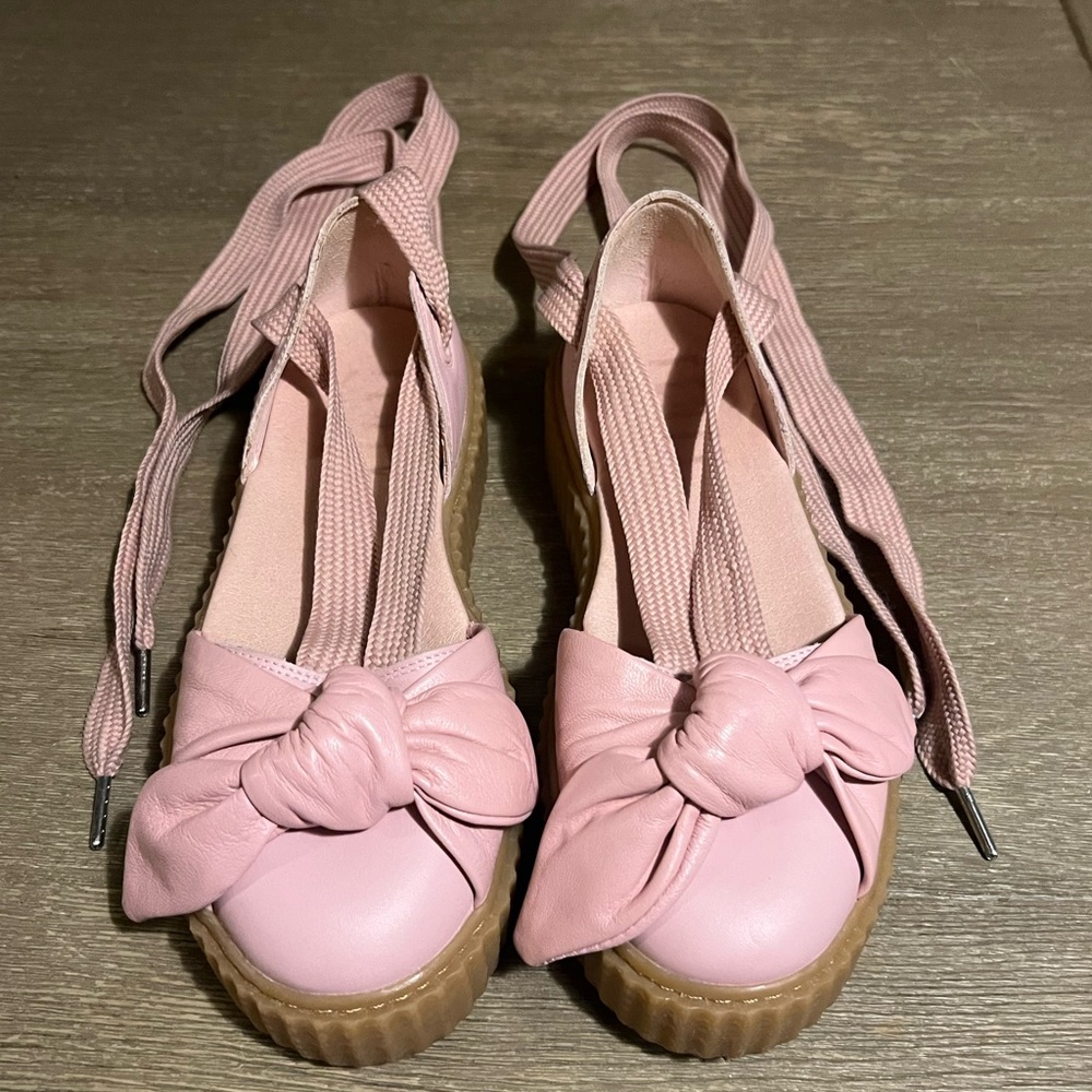 FENTY Rihanna Leather Bow Creepers Puma Ballet Platforms Lace Up size 7